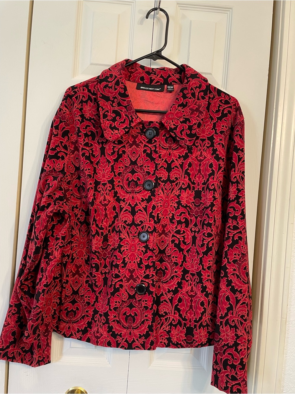 Briggs New York Red & Black Velvet Burnout Blazer